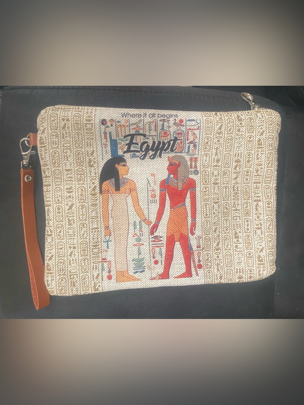 NWOT! Where it all begins Egyptian Makeup Cosmetic Bag Ancient Egypt
